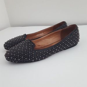 Jeffrey Campbell Studded Leather Black Flats